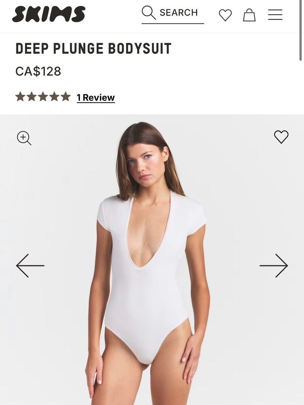 SKIMS Deep Plunge Bodysuit — White